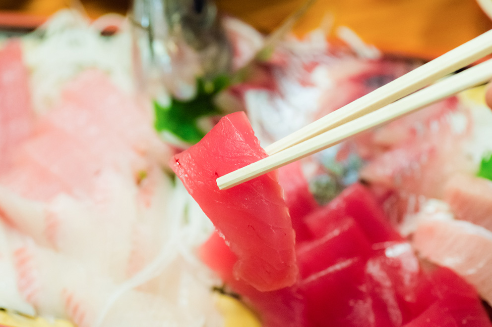 Sample dinner with sashimi