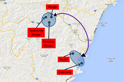 Hongu area to Nachi-Katsuura Area