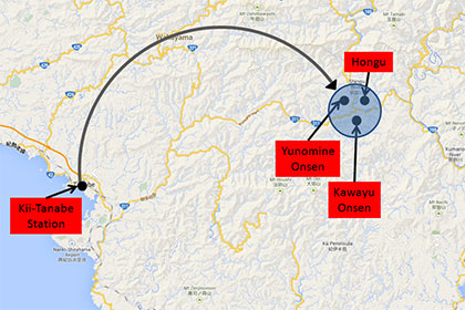 JR Kii-Tanabe Station / Tanabe accommodation to Hongu Area