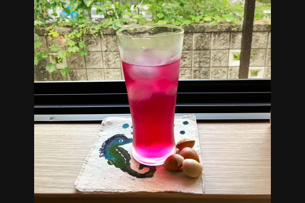 Homemade shiso (perilla) juice