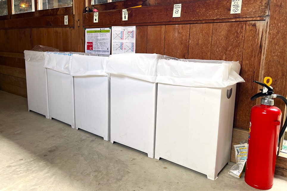 Separate trash cans in kitchen