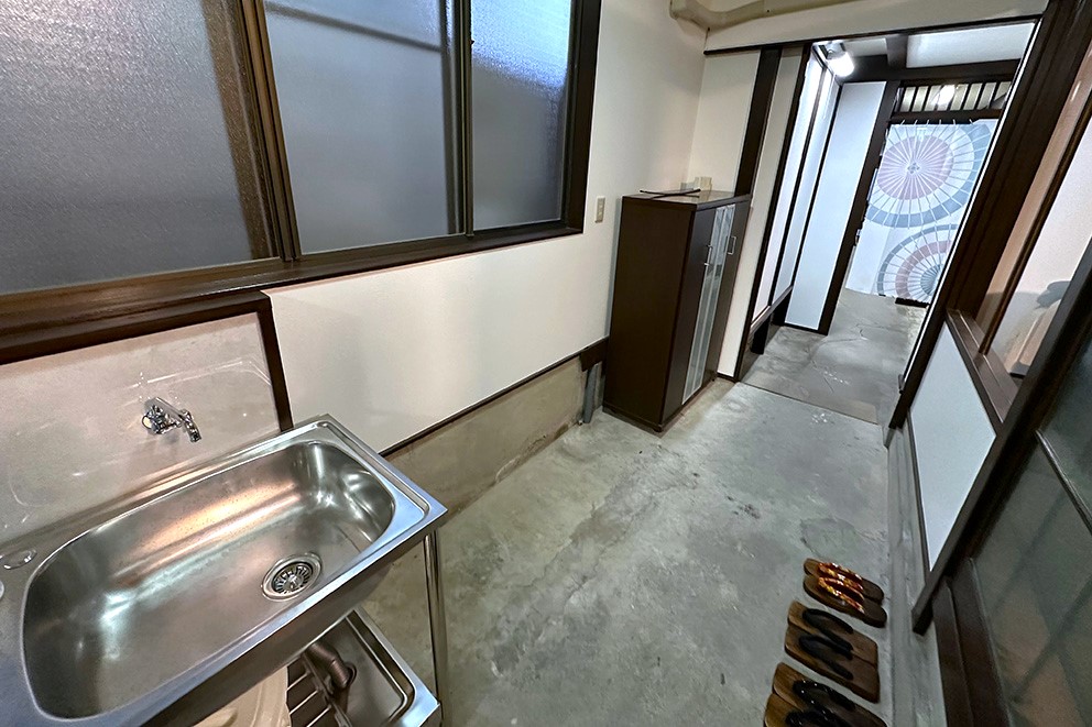 Corridor, shared sink
