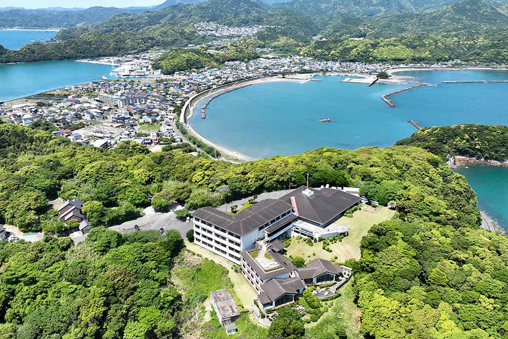 Aerial view of Ugui peninsula and hotel