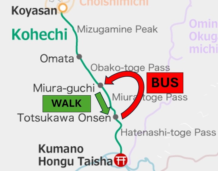 Bus to Miura-guchi, walk back to Totsukawa