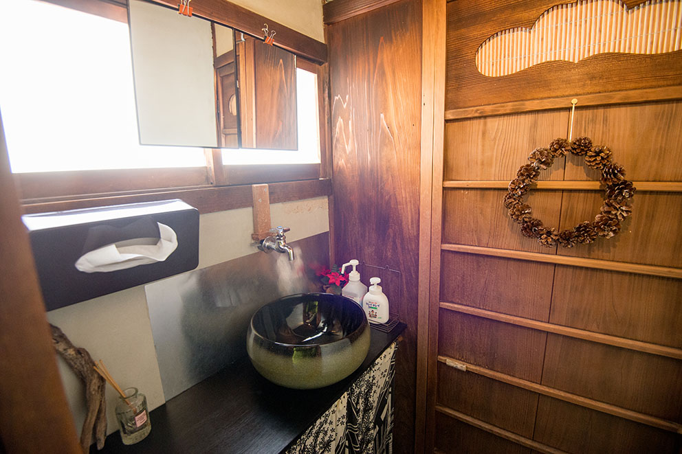 Communal toilet and washing area