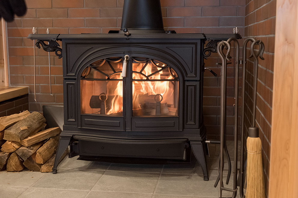 Fireplace in dining room